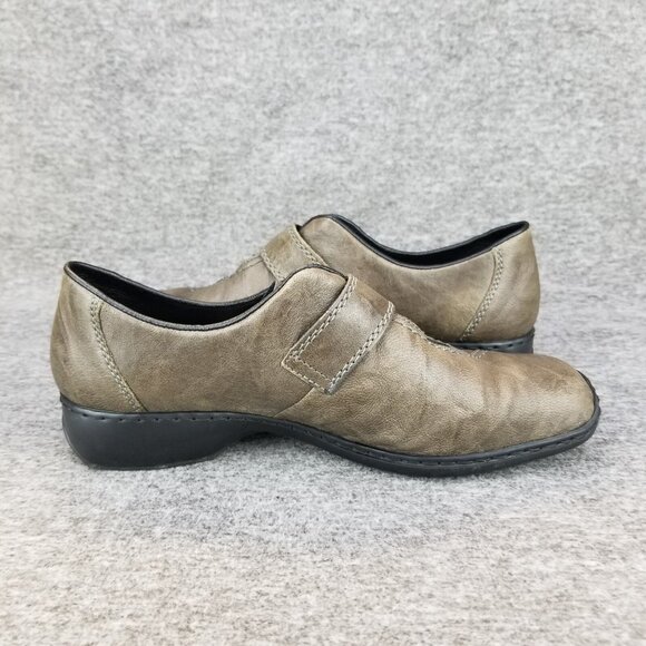 ✅Rieker Antistress Brown Leather Comfort Hook & Loop Loafers  Women's US 9 EU 40 - Picture 9 of 11
